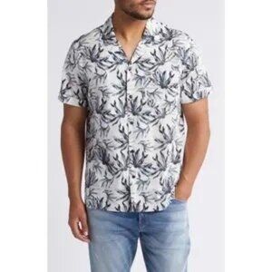 Rails Moreno Watercolor Daisy Ivory Camp Front Button Shirt Large Artsy